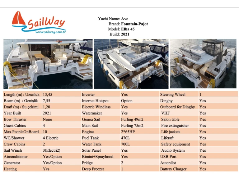 Noleggio Catamarano a Adaköy – Fountaine Pajot Elba 45
